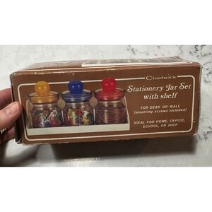 Chadwick Stationery Jar Set with Shelf Desk‎ or Wall Mount Vintage